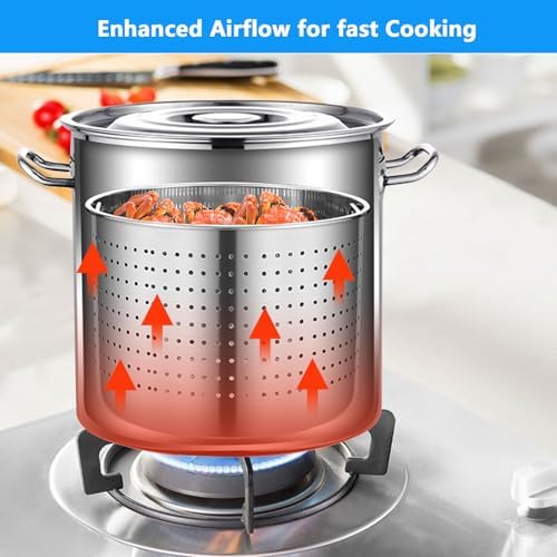 Sturdy Stainless Steel Stockpot with Basket Deep Fry Soup Seafood Made Easy