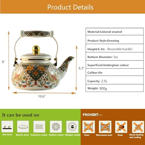 Floral Metal Tea Kettle