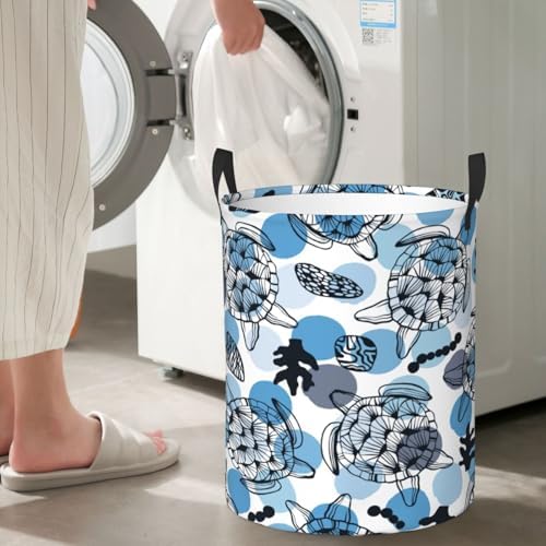 Seawurtles Circular Hamper Clothes Storage Bucket - Durable Compact Storage Solution