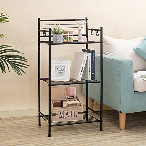 LH UNICO 3-Tier Wire Shelf Unit with 4 Hooks Black