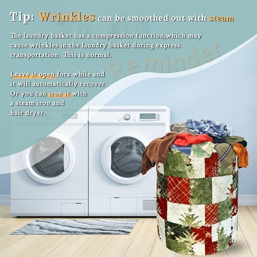 Festive Retro Christmas Tree Laundry Basket - Red Green Collectible 189x165 Inches