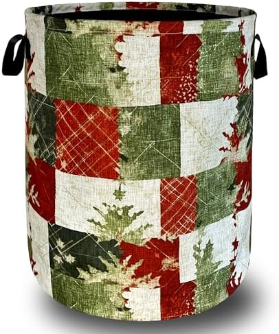 Festive Retro Christmas Tree Laundry Basket - Red Green Collectible 189x165 Inches