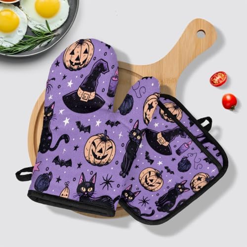 Halloween Oven Mitts Pot Holders 3pc Set