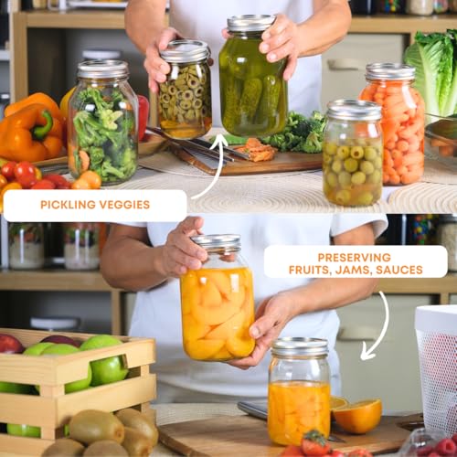 FastRack 32 oz Glass Jars with Airtight Lids - Pack of 8