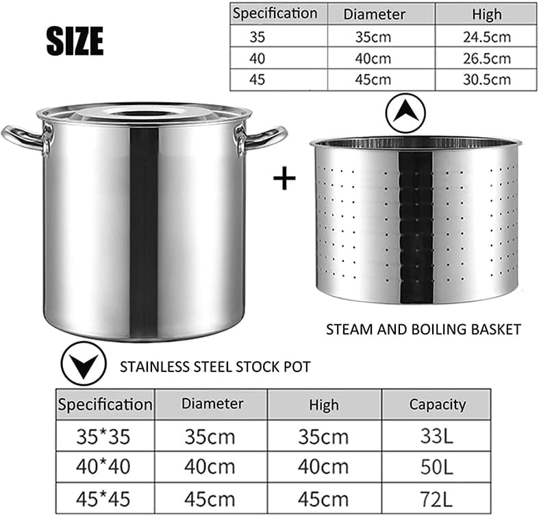 Stainless Steel Commercial Cooking Pot 63Qt
