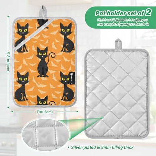Halloween Cat Potholders Set of 2