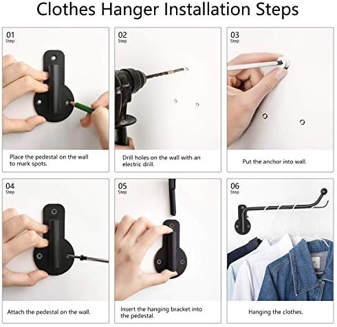 Mkono Wall Clothes Hanger Rack 2 Pack Black