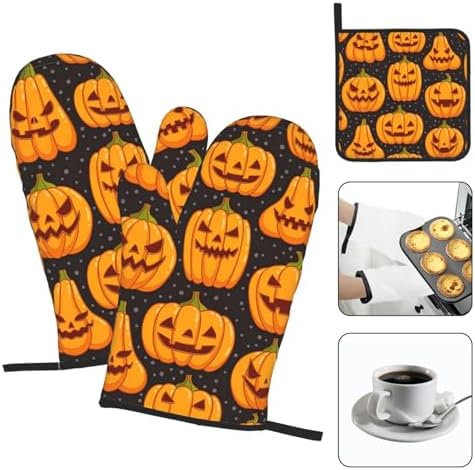 XULLZH Halloween Pumpkin Patterns Oven Mitts Set