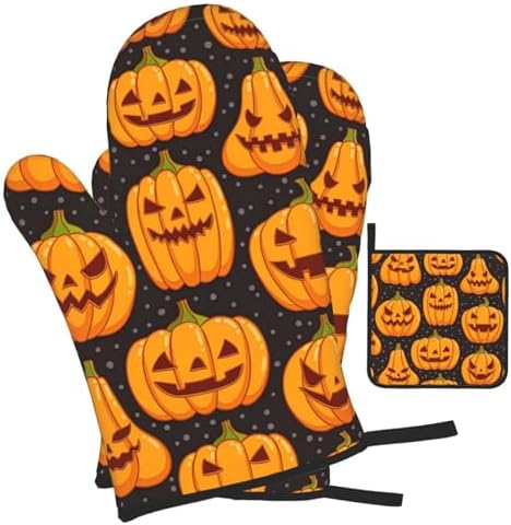 XULLZH Halloween Pumpkin Patterns Oven Mitts Set