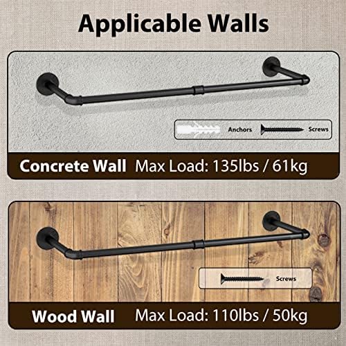 Wall Mounted Clothes Rack Industrial Pipe 384in Heavy Duty