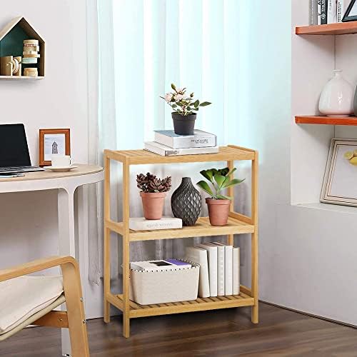 3-Tier Bamboo Freestanding Shelf Unit for Bathroom Kitchen Living Room Office