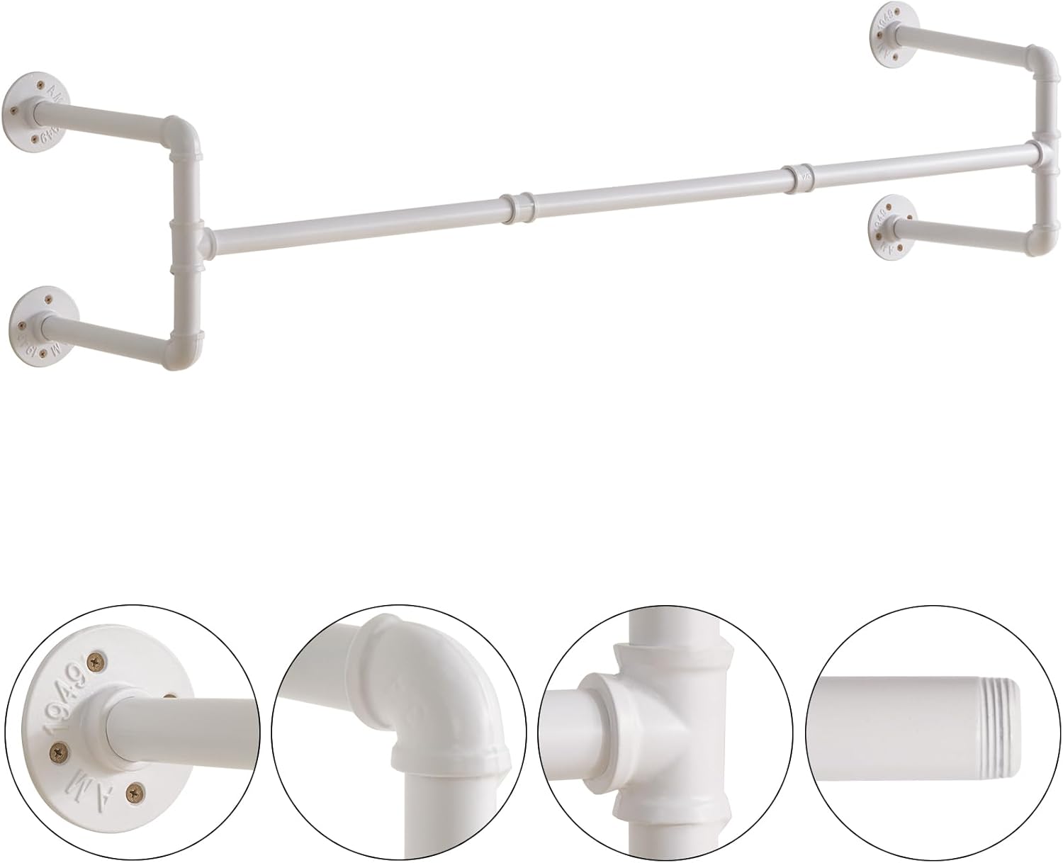 IBUYKE Space-Saving 2-Piece Wall-Mounted Clothing Rack