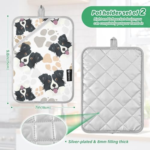 Double Potholder Set Heat-Resistant Oven Mitts