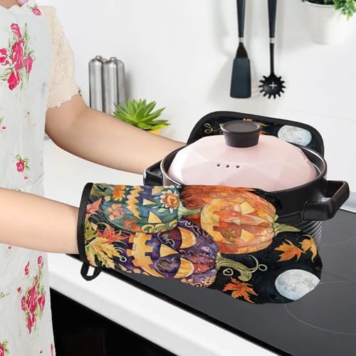 Halloween Unleashed 4-Piece Oven Mitts Potholders