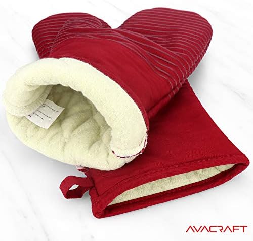 Premium Heat-Resistant Oven Mitts 500F - Durable Silicone Terrycloth Pair