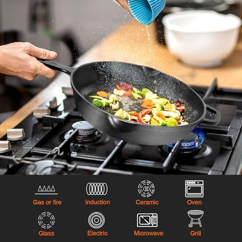 GGC Cast Iron Skillet - 12-inch Pro Heat Retentive Easy to Use