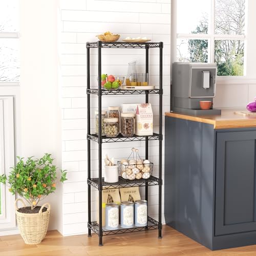 Adjustable 5-Tier Wire Shelf Metal Storage for Kitchen Bathroom