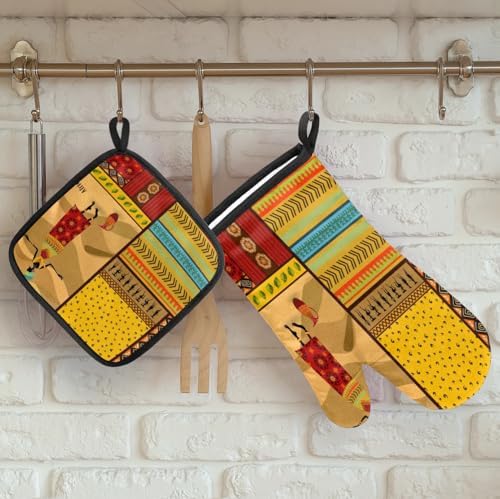 Africa Fun Theme Pot Holder Oven mitt Set