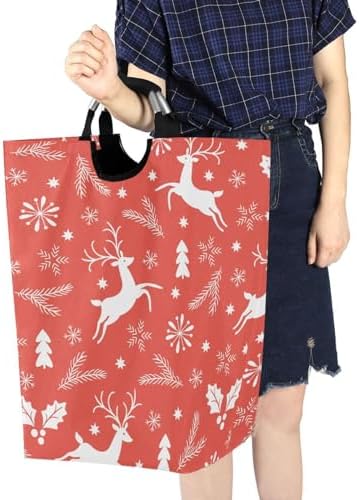 Kigai Christmas Deer Laundry Basket Large Waterproof