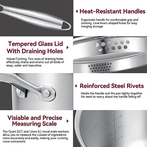 High-Quality Stainless Steel Saucepan with Glass Lid for Cooking