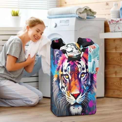 Kigai Foldable Laundry Basket with Tiger Design