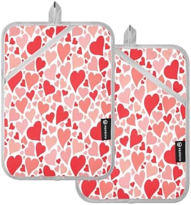 Kcldeci Colorful Hearts Oven Mitts 2-Pack
