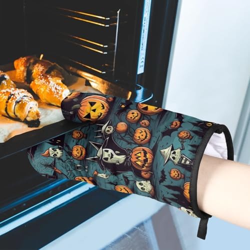 Pumpkin Ghost Halloween Oven Mitts Pot Holders Set of 2
