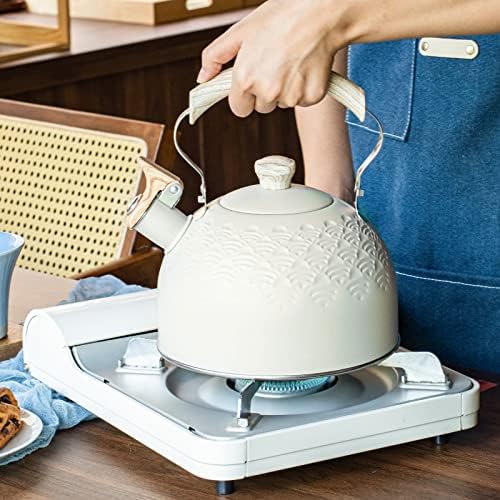 Whistling Stainless Steel Tea Kettle with Wood Handle