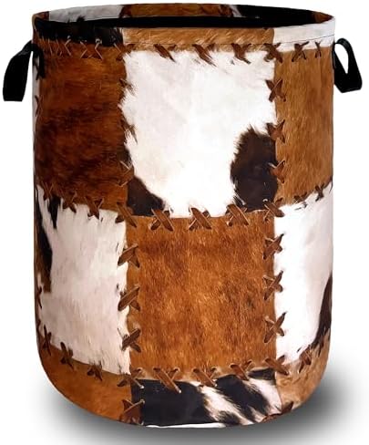 Retro Cows Print Foldable Laundry Basket with Handles 1
