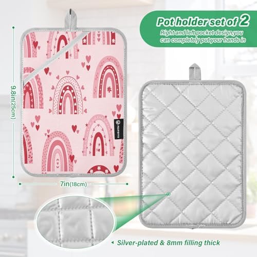 Stylish Valentines Day Heat-Resistant Pot Holder Set for Kitchen Use