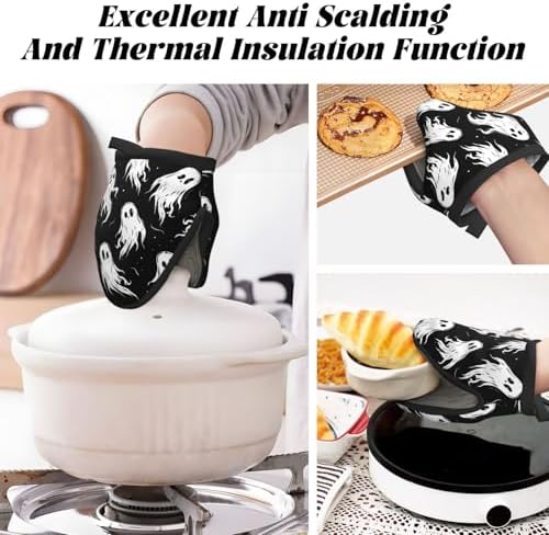 Halloween Ghost Mini Silicone Oven Mitts Heat-Resistant Safe for Cooking