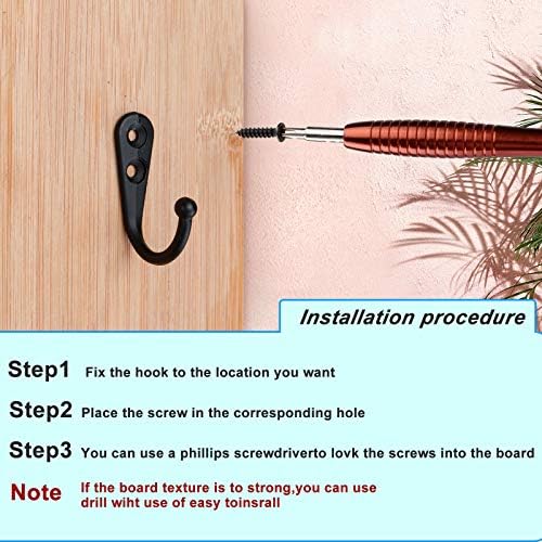ZAYBOD 15-Piece Black Wall-Mounted Coat Hooks with 30 Screws