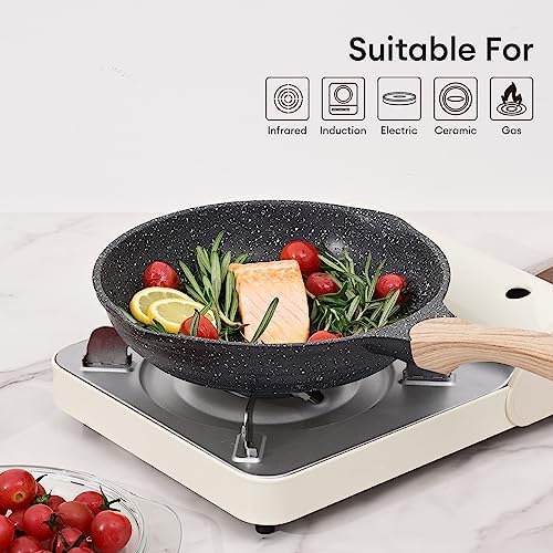 JEETEE 6-Piece Nonstick Frying Pan Set with Lid Grey