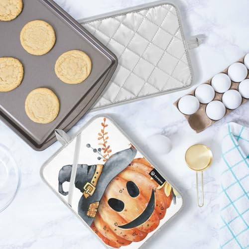 Happy Halloween 2-Piece pumpkin pot holder set with pockets
