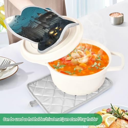 2Pcs Halloween Scary Old Church Pot Holder Set