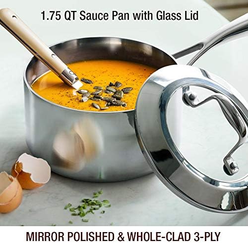HOMICHEF Mirror-Polished Stainless Steel Saucepan