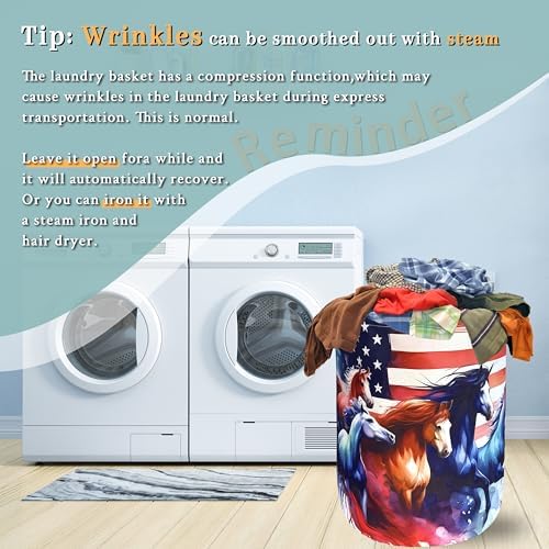 American Flag Horse Laundry Basket