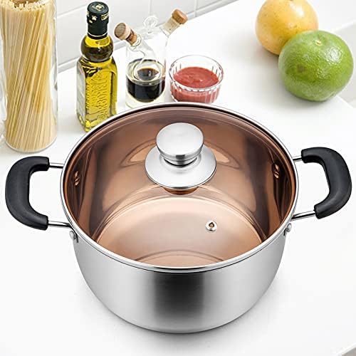TeamFar 3 Quart Stainless Steel Stock Pot with Tempered Glass Lid