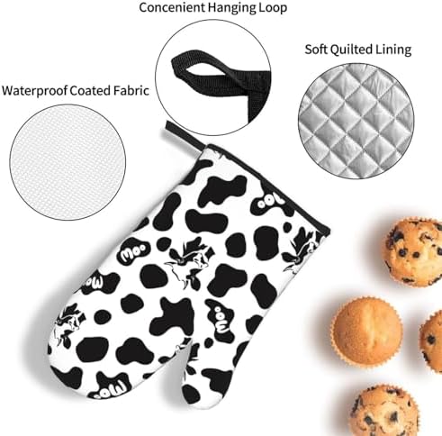 Cute Kitchen Design Heat-Resistant Oven Mitts Set of 3