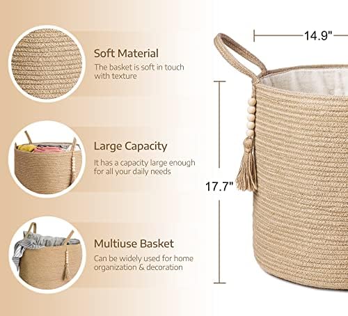 Mkono Macrame Wicker Storage Basket for Decor