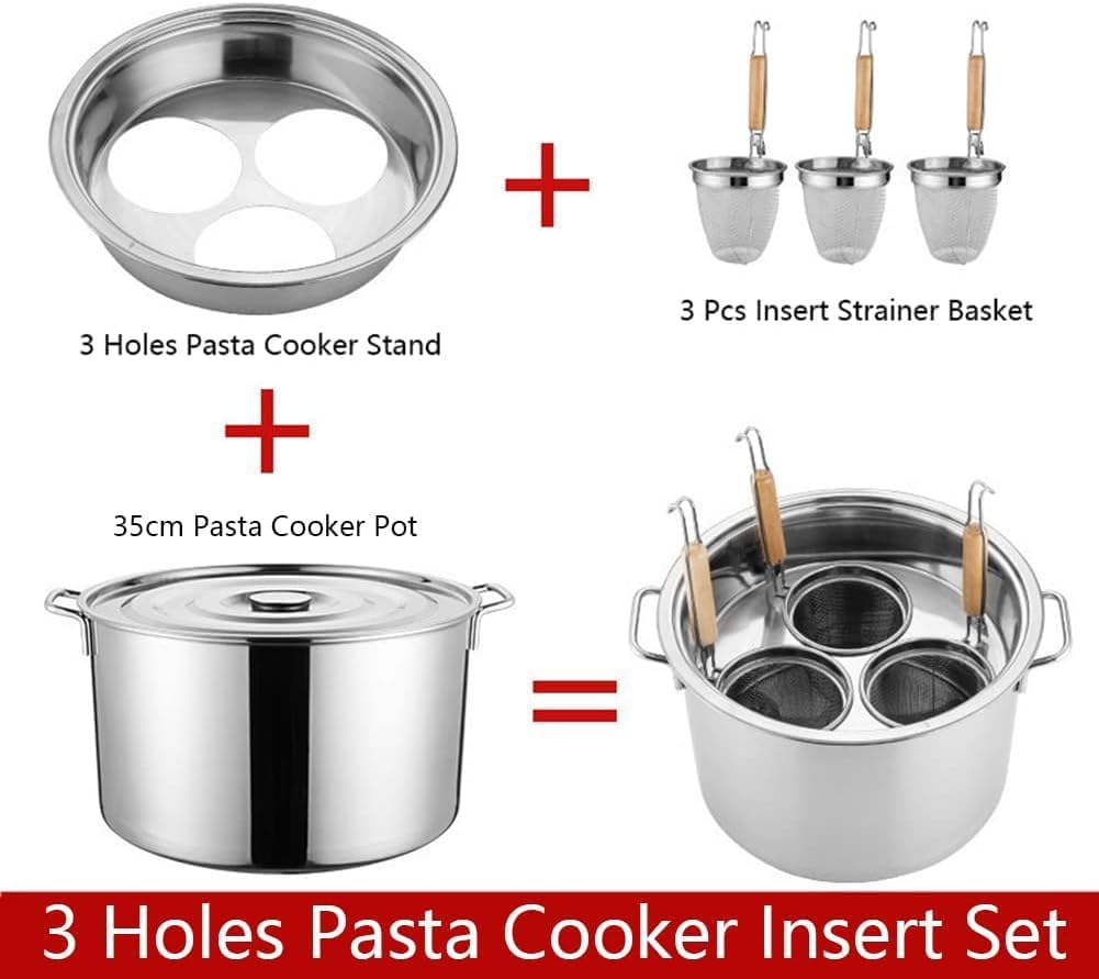AttreX Stainless Steel Pasta Pots Set with 3 Holes