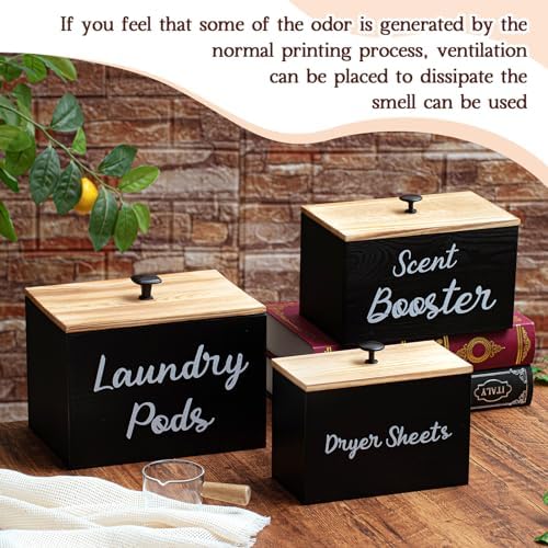 3-Piece Laundry Storage Set Space-Saving Wooden Holder with Scent Booster