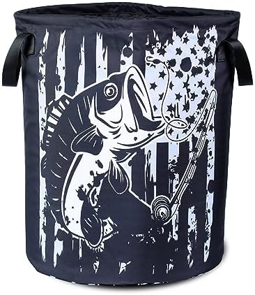 American Flag Bass Fish Laundry Basket