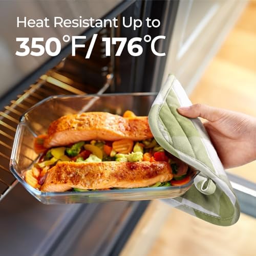2-Piece Green Plaid Heat-Resistant Pot Holders