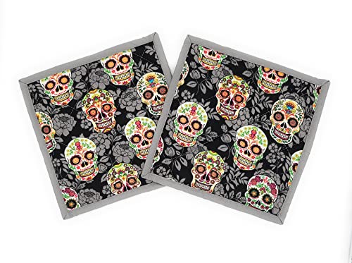 Vivid Look Da de Muertos Potholders Set 2 HalloweenGod of the Dead Gift