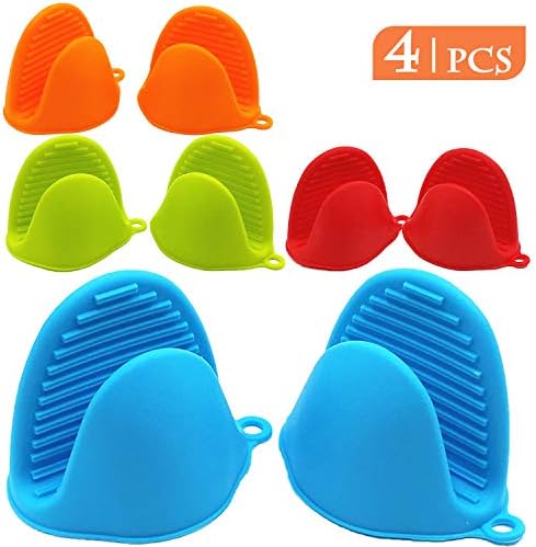 NEPAK 4 Pairs Silicone Oven Mitts - Heat-Resistant Potholders for Kitchen Use