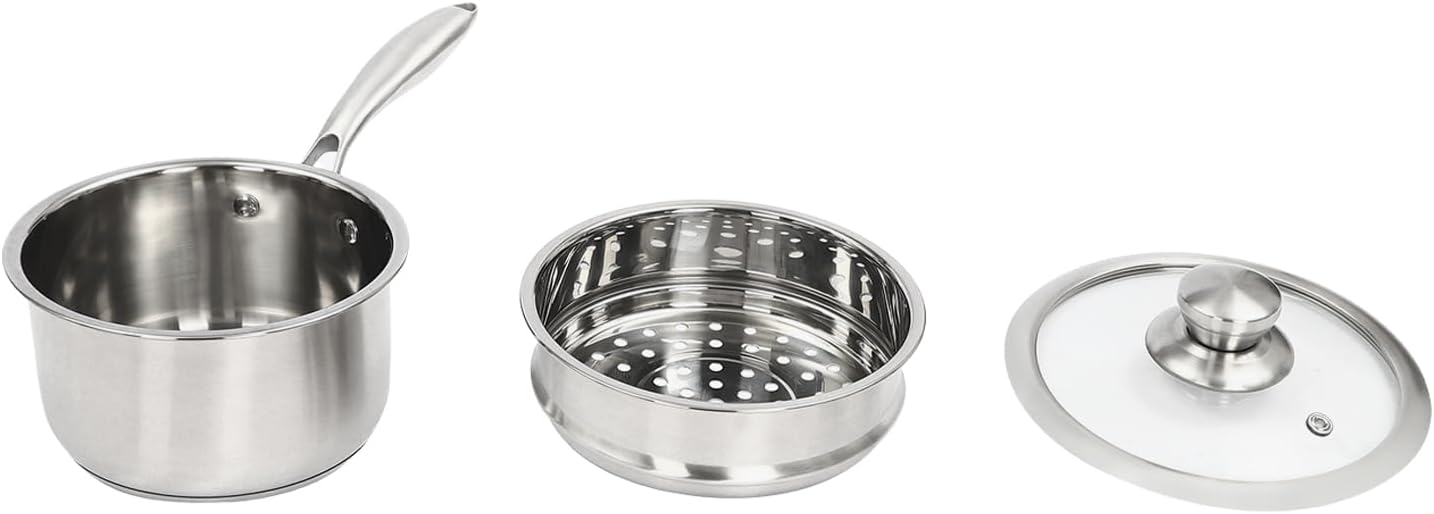 Stainless Steel Saucepan with Steamer for Cooking