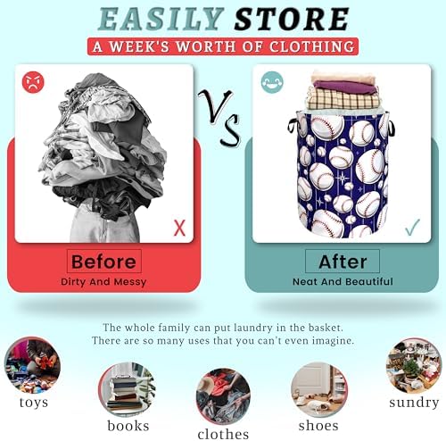 Perfect Baseball Pattern Laundry Basket for Storage