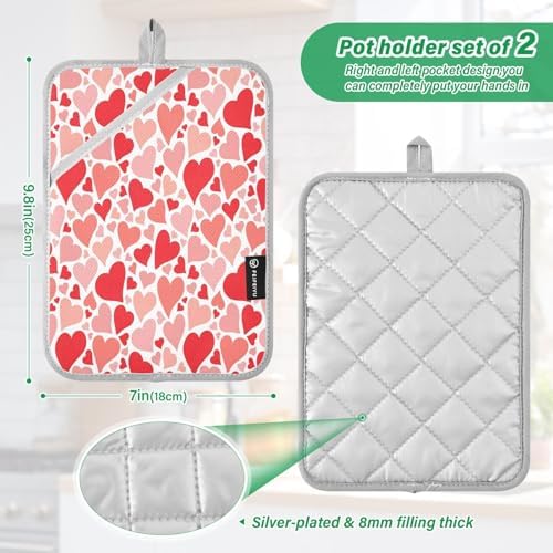 Kcldeci Colorful Hearts Oven Mitts 2-Pack