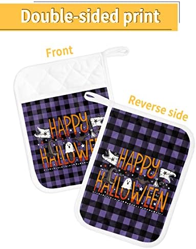 JasmineM Halloween Ghost Pot Holders with Pocket for Kitchen Set of 5
